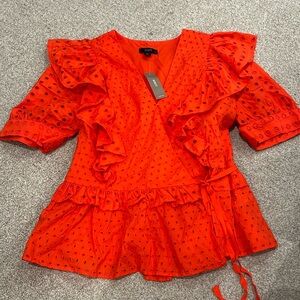 J.CREW Short Sleeve Flutter Top